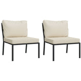 Set Salotto da Giardino 7pz con Cuscini Sabbia in Acciaio
