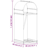 Portalegna Antracite 40x45x100 cm Acciaio Zincato