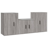Set Mobili Porta TV 3 pz Grigio Sonoma in Legno truciolato