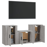 Set Mobili Porta TV 3 pz Grigio Sonoma in Legno truciolato