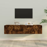 Set Mobili Porta TV 3 pz Rovere Fumo in Legno truciolato