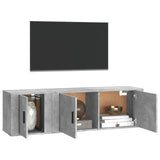 Set di Mobili Porta TV 2 pz Grigio Cemento in Legno truciolato