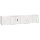 Set di Mobili Porta TV 4 pz Bianco in Legno truciolato