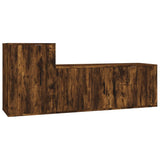 Set Mobili Porta TV 2 pz Rovere Fumo in Legno truciolato