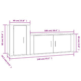 Set Mobili Porta TV 2 pz Rovere Fumo in Legno truciolato