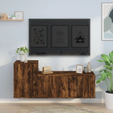 Set Mobili Porta TV 2 pz Rovere Fumo in Legno truciolato