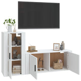 Set di Mobili Porta TV 2 pz Bianco in Legno truciolato