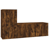 Set Mobili Porta TV 2 pz Rovere Fumo in Legno truciolato