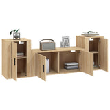 Set di Mobili Porta TV 3 pz Rovere Sonoma in Legno truciolato