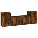 Set Mobili Porta TV 3 pz Rovere Fumo in Legno truciolato