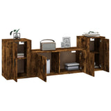 Set Mobili Porta TV 3 pz Rovere Fumo in Legno truciolato