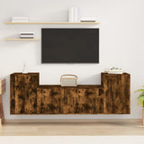 Set Mobili Porta TV 3 pz Rovere Fumo in Legno truciolato