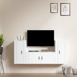 Set Mobili Porta TV 3 pz Bianco in Legno truciolato
