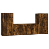 Set Mobili Porta TV 3 pz Rovere Fumo in Legno truciolato