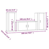 Set Mobili Porta TV 3 pz Rovere Fumo in Legno truciolato