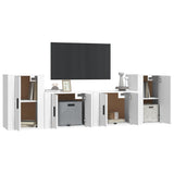 Set di Mobili Porta TV 4 pz Bianco in Legno truciolato