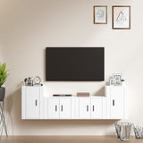 Set di Mobili Porta TV 4 pz Bianco in Legno truciolato