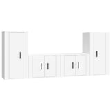 Set di Mobili Porta TV 4 pz Bianco in Legno truciolato