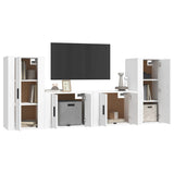 Set di Mobili Porta TV 4 pz Bianco in Legno truciolato
