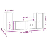 Set di Mobili Porta TV 4 pz Bianco in Legno truciolato