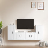 Set di Mobili Porta TV 4 pz Bianco in Legno truciolato