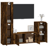 Set di Mobili Porta TV 4 pz Rovere Fumo in Legno truciolato