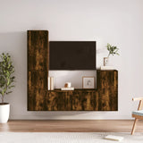 Set di Mobili Porta TV 4 pz Rovere Fumo in Legno truciolato