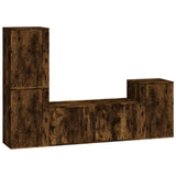 Set di Mobili Porta TV 4 pz Rovere Fumo in Legno truciolato