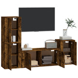 Set di Mobili Porta TV 4 pz Rovere Fumo in Legno truciolato