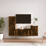 Set di Mobili Porta TV 4 pz Rovere Fumo in Legno truciolato
