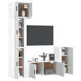 Set di Mobili Porta TV 5 pz Bianco in Legno truciolato