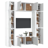 Set Mobili Porta TV 8pz Bianco in Legno truciolato