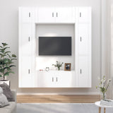 Set Mobili Porta TV 8pz Bianco in Legno truciolato