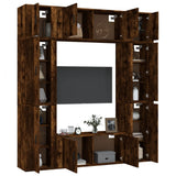 Set Mobili Porta TV 8 pz Rovere Fumo in Legno truciolato