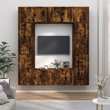 Set Mobili Porta TV 8 pz Rovere Fumo in Legno truciolato