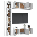 Set di Mobili Porta TV 7 pz Bianco in Legno truciolato