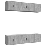 Set di Mobili Porta TV 6 pz Grigio Cemento in Legno truciolato