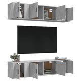 Set di Mobili Porta TV 6 pz Grigio Cemento in Legno truciolato