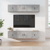 Set di Mobili Porta TV 6 pz Grigio Cemento in Legno truciolato