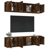 Set di Mobili Porta TV 6 pz Rovere Fumo in Legno truciolato