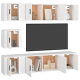 Set di Mobili Porta TV 7 pz Bianco in Legno truciolato