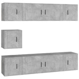Set di Mobili Porta TV 7 pz Grigio Cemento in Legno truciolato