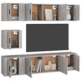 Set di Mobili Porta TV 7 pz Grigio Cemento in Legno truciolato