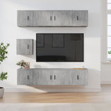Set di Mobili Porta TV 7 pz Grigio Cemento in Legno truciolato