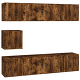 Set di Mobili Porta TV 7 pz Rovere Fumo in Legno truciolato
