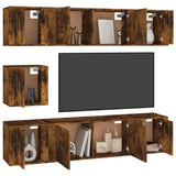 Set di Mobili Porta TV 7 pz Rovere Fumo in Legno truciolato