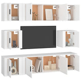 Set Mobili Porta TV 8pz Bianco in Legno truciolato