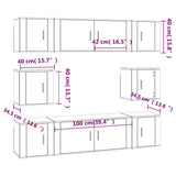 Set Mobili Porta TV 8pz Grigio Cemento in Legno truciolato