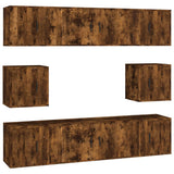 Set Mobili Porta TV 8 pz Rovere Fumo in Legno truciolato