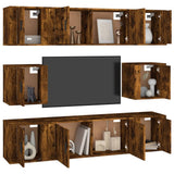 Set Mobili Porta TV 8 pz Rovere Fumo in Legno truciolato